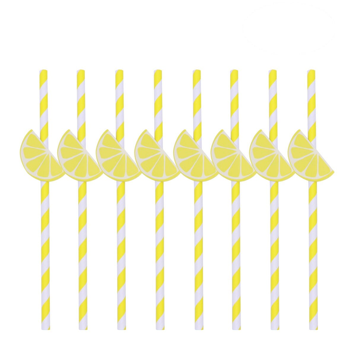 OUNONA 10pcs Hawaiian Party Paper Straws Decorative Drinking Straws Luau Party Table Decor BBQ Hawaiian Theme Decoration (Lemon)